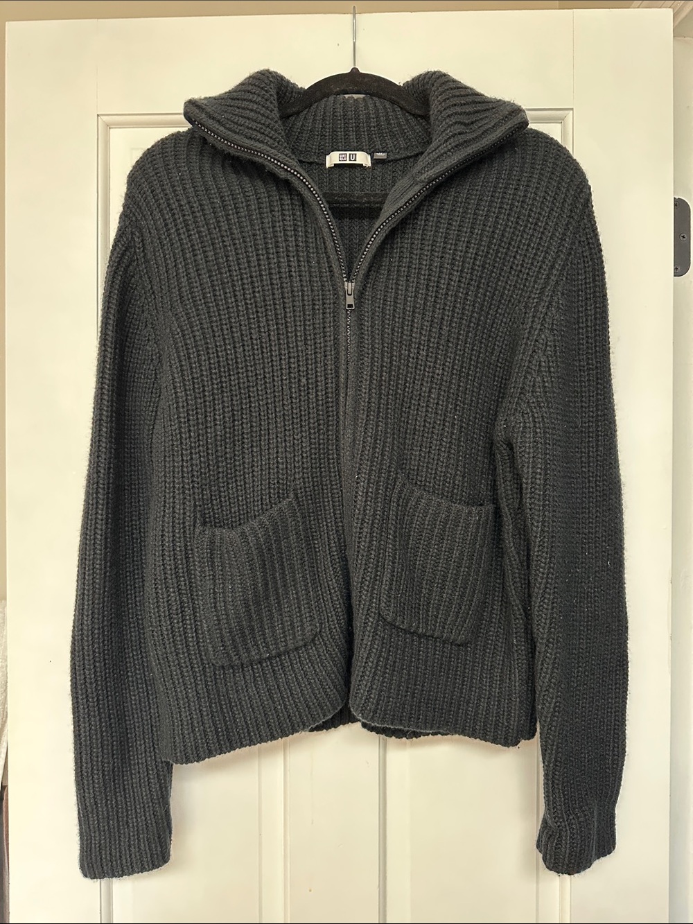 UNIQLO Wool-Blend Black Knit Zip-Up Jacket